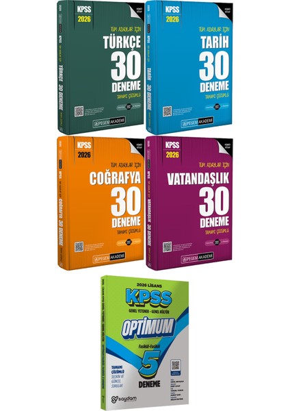 2026 Kpss Türkçe Tarih Coğrafya Vatandaşlık 30 Deneme - Lisans Optimum 5 Deneme
