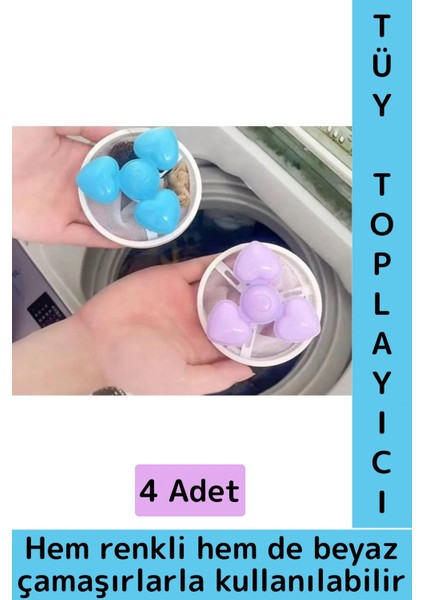Çamaşır Makinesi Temizlenebilir Tekrar Kullanılabilir Yüzen Tüy Toz Kıl Saç Toplayıcı Filtre 4 Adet