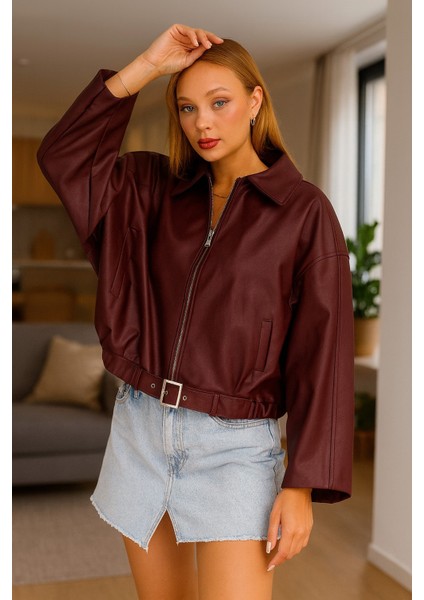 Oversize Bomber Deri Ceket modelleri