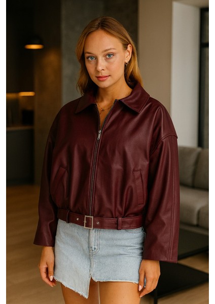 Oversize Bomber Deri Ceket indirimleri