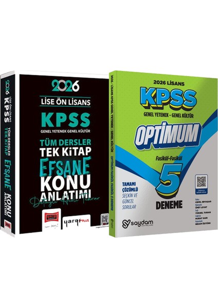 2026 Kpss Lise Ön Lisans Tüm Dersler Tek Kitap Efsane Konu Anlatımı + Lisans Optimum 5 Deneme