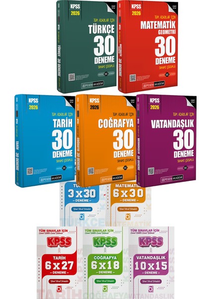 2026 Kpss Türkçe Matematik Tarih Coğrafya Vatandaşlık 30 Deneme - 5 Ders 31 Deneme