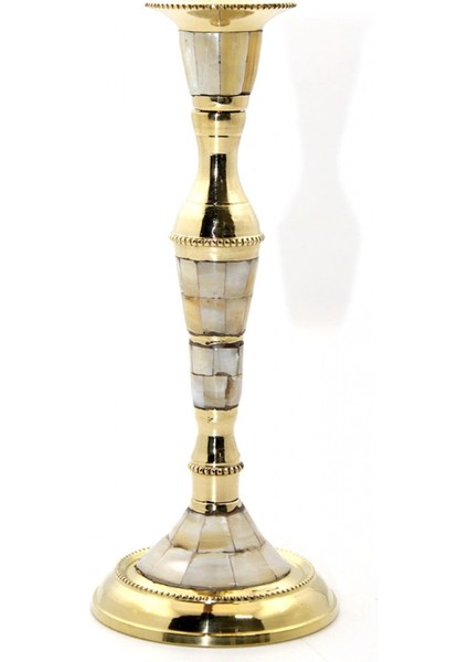 Tekli Pirinç Sedefli Şamdan Model 1