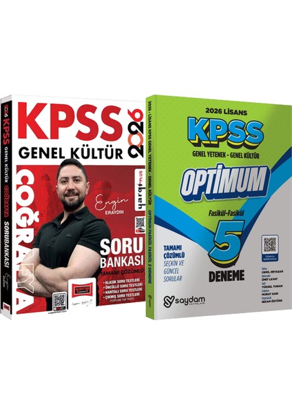 2026 Kpss Coğrafya Soru Bankası Tamamı Çözümlü Engin Eraydın + Lisans Optimum 5 Deneme