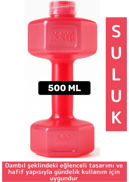 Dayanıklı Plastik Gündelik Spor Fitness Şık Tarz Eğlenceli Dumbell Tasarımlı Dambıl Suluk 500 ml
