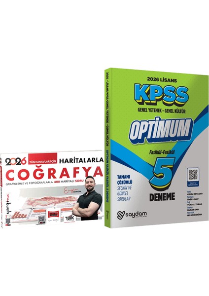 2026 Tüm Sınavlar Için Haritalarla Coğrafya 400 Haritalı Soru + Lisans Optimum 5 Deneme