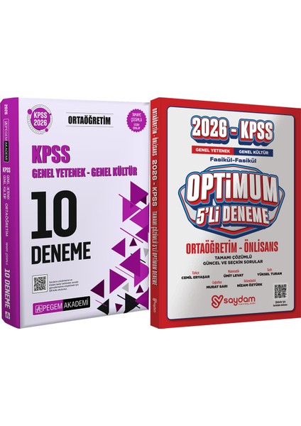 2026 Kpss Ortaöğretim Çözümlü 10 Deneme - Optimum 5 Deneme