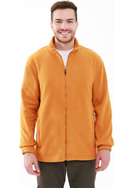 Saka Tam Fermuarlı Erkek Polar Swetshirt Altın
