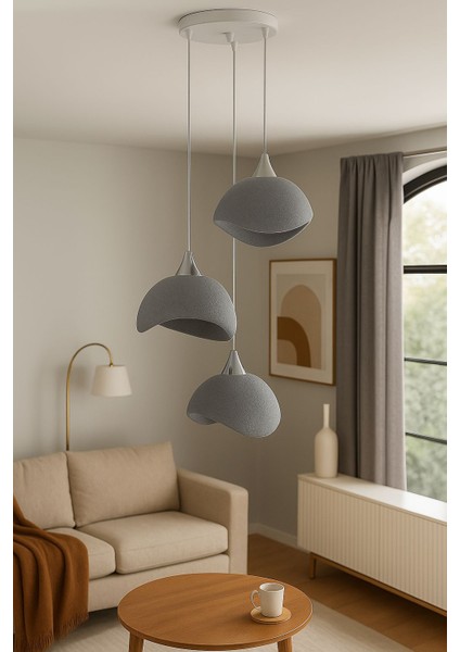 3D Iskandinav Tarz Salon Oturma Odası Beton Avize(Plastik)