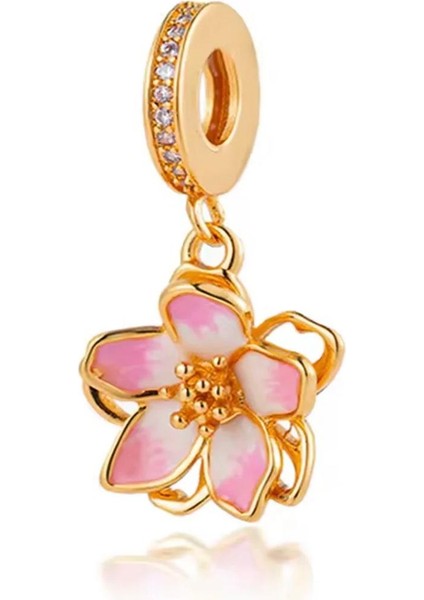 Gold Pembe Kiraz Çiçeği Charm fiyatları