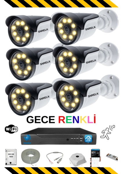 Hama 6 Kameralı Gece Renkli Dış Mekan 320 GB Güvenlik Kamerası Sistemi