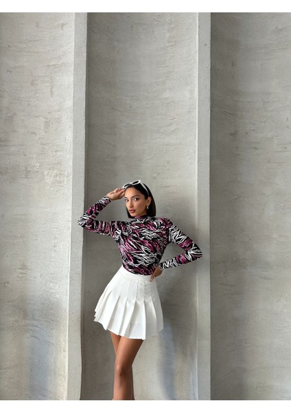 Desenli Viskon Uzun Kollu Bluz modelleri