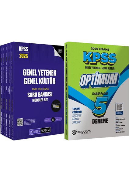 2026 Kpss Genel Yetenek Genel Kültür Çözümlü Soru Bankası Seti - (5 Kitap) - Lisans Optimum 5 Deneme
