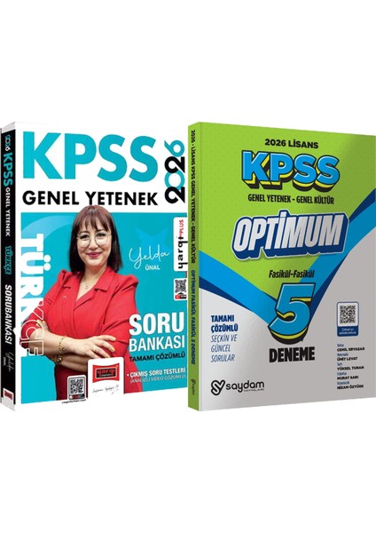2026 Kpss Türkçe Soru Bankası Tamamı Çözümlü Yelda Ünal + Lisans Optimum 5 Deneme