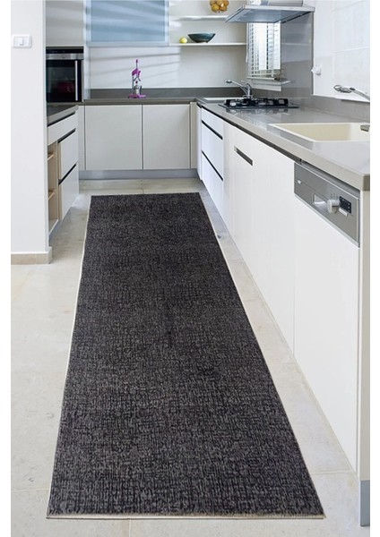 Kaymaz Taban Kesme Sade Yıkanabilir Halı Yolluk Antrasit Gri