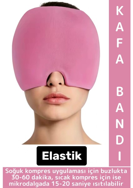 Premium Elastik Kadın Erkek Rahatlatıcı Soğuk Sıcak Kompress Jel Dolu Mıgren Ağrı Uyku Kafa Bandı