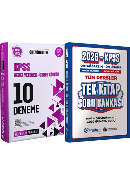 2026 Kpss Ortaöğretim Çözümlü 10 Deneme - Ortaöğretim Ön Lisans Tek Kitap Soru