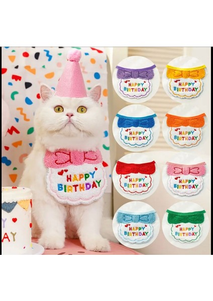 Kedi/köpek Doğum Günü Parti Kıyafeti/aksesuarı (Şapka ve Önlük) Evcil Hayvan Doğum Günü Sürprizi fiyatları
