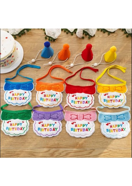 Kedi/köpek Doğum Günü Parti Kıyafeti/aksesuarı (Şapka ve Önlük) Evcil Hayvan Doğum Günü Sürprizi modelleri