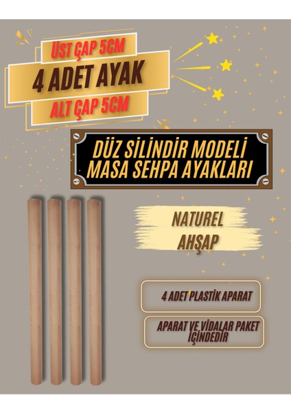 50CM Silindir Modeli 5x5 Çapında Masa&sehpa Ayakları