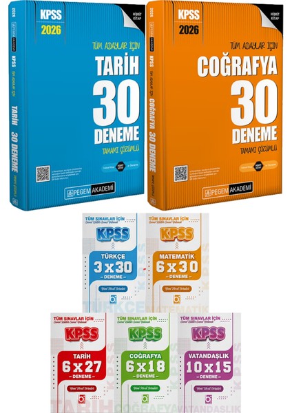 2026 Kpss Tüm Adaylar Için Tarih Coğrafya 30 Deneme - 5 Ders 31 Deneme