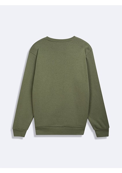 Uzun Kollu Sıfır Yaka Basıc Yeşil Sweatshırt modelleri