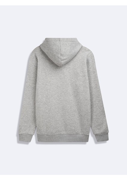 Kapüşonlu Sıgn Baskılı Uzun Kollu Gri Sweatshırt modelleri