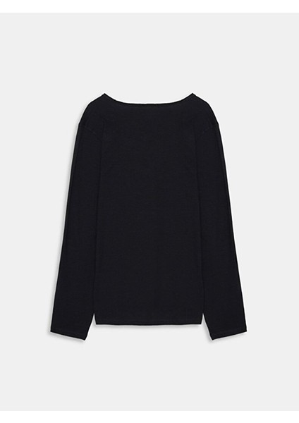 Uzun Kollu V Yaka Önü Düğmeli Basıc Siyah Sweatshırt modelleri