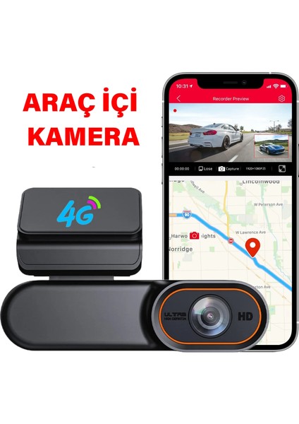 128GB Araç Içi Kamera Uzaktan Araç Kamerasını Izleme 1080P Kamera Gps +1 Yıl 4g Internet fiyatları