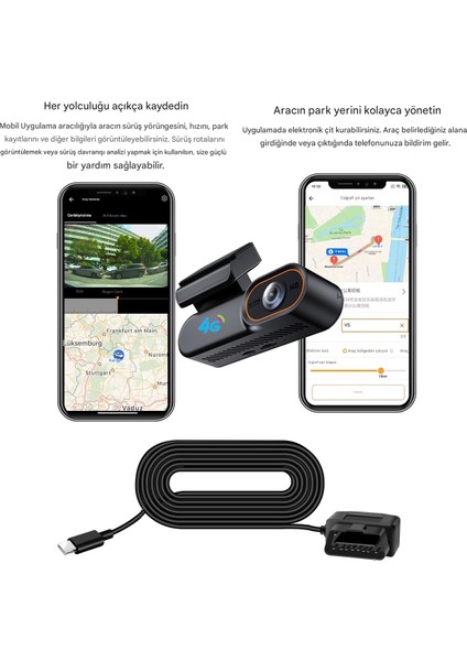 128GB Araç Içi Kamera Uzaktan Araç Kamerasını Izleme 1080P Kamera Gps +1 Yıl 4g Internet