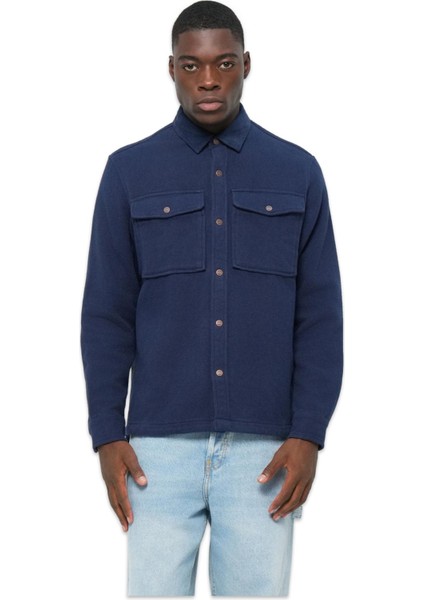 TB0A44TN Corduroy Collar Utility Over Gömlek Lacivert Erkek Gömlek