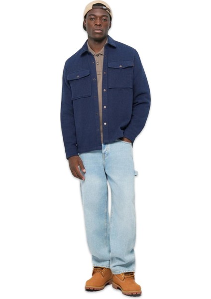 TB0A44TN Corduroy Collar Utility Over Gömlek Lacivert Erkek Gömlek modelleri