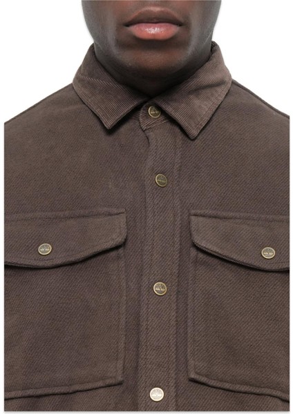 TB0A44TN Corduroy Collar Utility Over Gömlek Kahverengi Erkek Gömlek indirimleri