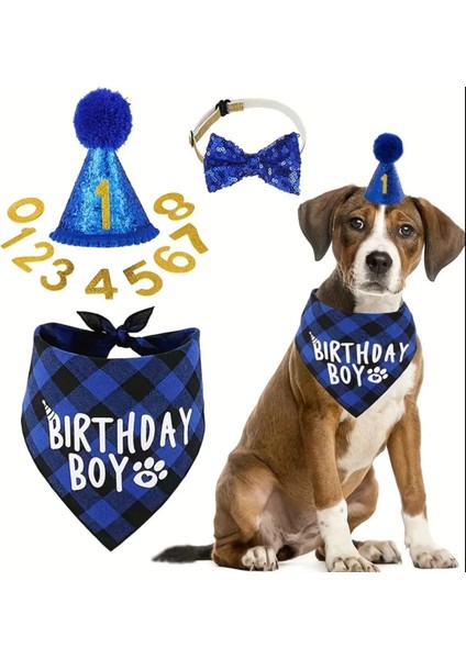 Köpek Doğum Günü Parti Seti(4 Parça: Şapka-Papyon-Önlük-Numara) Evcil Hayvan Tam Set fiyatları