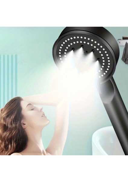 5 Fonksiyonlu Yüksek Basınçlı Ayarlanabilir Siyah Duş Başlığı (4887) fiyatları