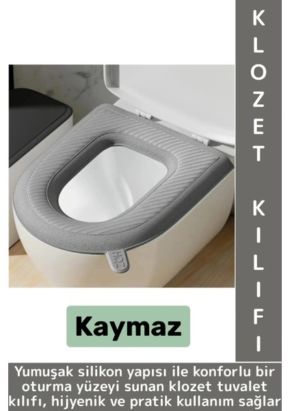 Dayanıklı Esnek Kaymaz Kolay Temizlenir Yumuşak Silikon Banyo Tuvalet Hijyenik Klozet Kapağı Kılıfı