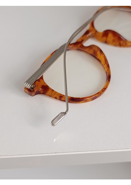 Retro Yuvarlak Şeffaf Camlı Gözlük Leopar Desenli