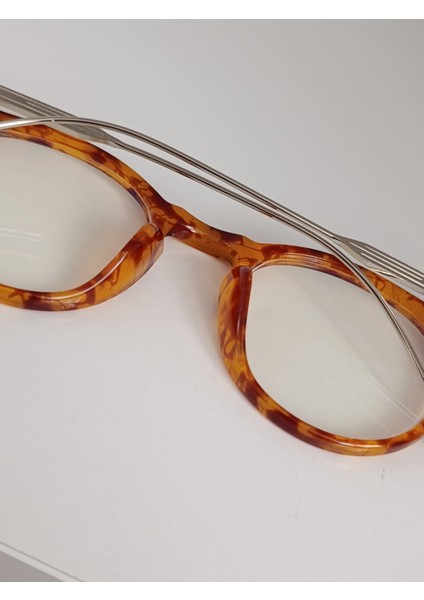 Retro Yuvarlak Şeffaf Camlı Gözlük Leopar Desenli