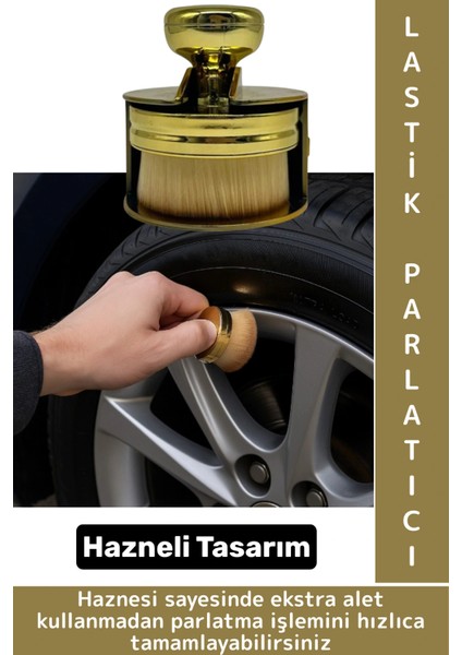 Dayanıklı Uzun Ömürlü Araç Dış Bakım Temizlik Çok Şık Gold Renk Hazneli Oto Lastik Parlatma Fırçası