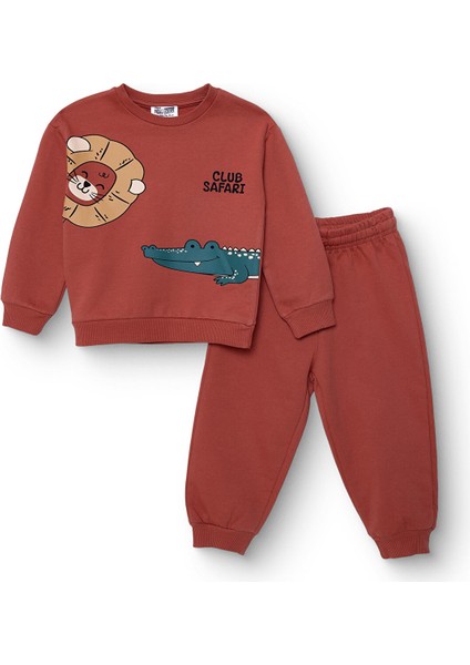 Erkek Bebek Eşofman Takımı Üç Iplik Uzun Kol Ribanalı Paça