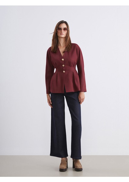 Yeni Sezon V Yaka Peplum Kadın Ceket fiyatları