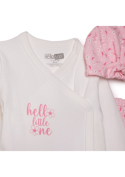 Kız Bebek Yenidoğan Zıbın-Şapka-Patikli Alt Interlok V Yaka Uzun Kol Patikli Paça modelleri