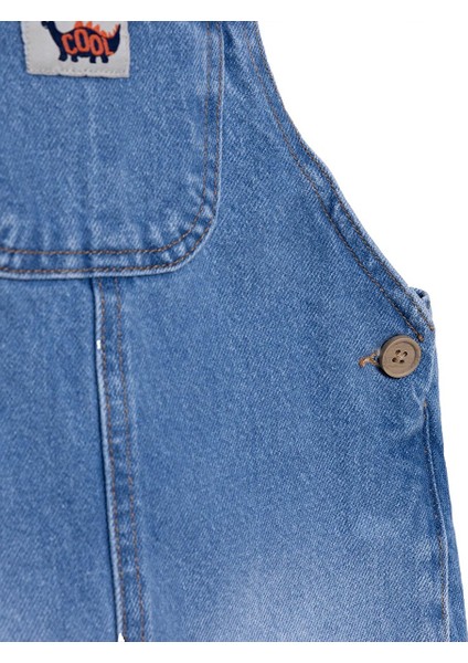 Erkek Bebek Cool Dino Salopet Denim Modelli Yaka Kısa Kol Reçme Paça modelleri