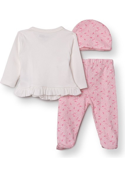 Kız Bebek Yenidoğan Zıbın-Şapka-Patikli Alt Interlok V Yaka Uzun Kol Patikli Paça fiyatları