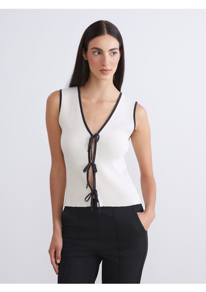 Yeni Sezon V Yaka Kadın Triko Yelek