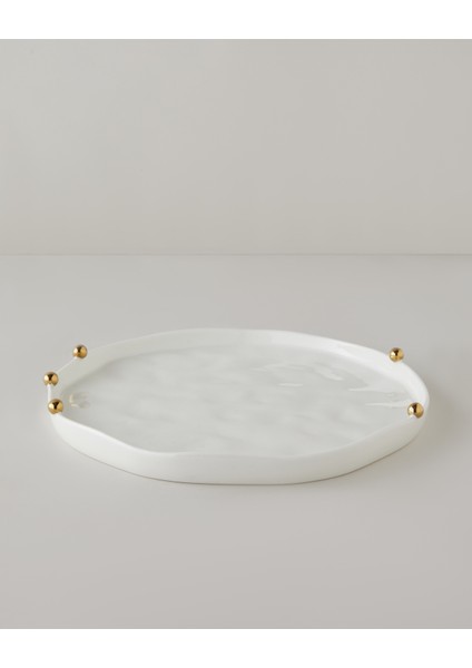 Golden Gleam Porselen Supla 34 cm Beyaz-Gold