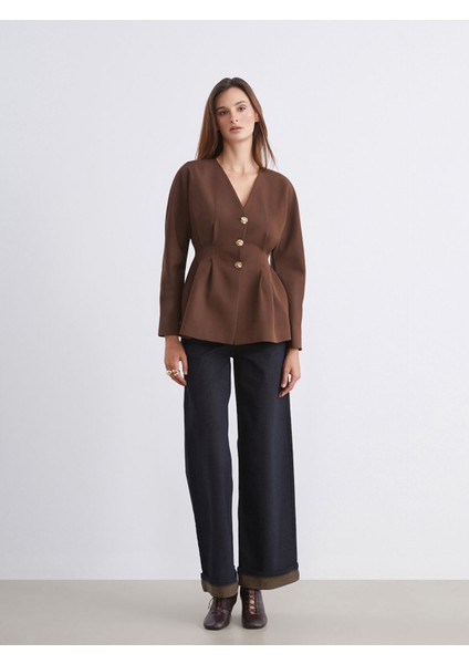 Yeni Sezon V Yaka Peplum Kadın Ceket fiyatları