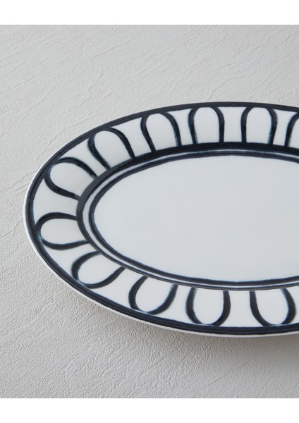 Monarch Porselen Kayık Tabak 30 cm Siyah - Beyaz modelleri