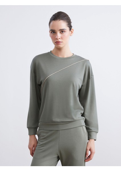 Yeni Sezon Bisiklet Yaka Kadın Sweatshirt