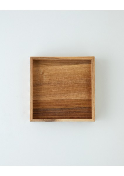 Akasya Dekoratif Tepsi 20X20X4 cm Koyu Kahverengi